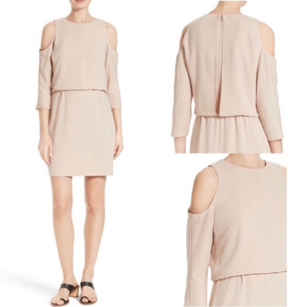 Tibi Savanna Cold Shoulder Sheath Dress Nude